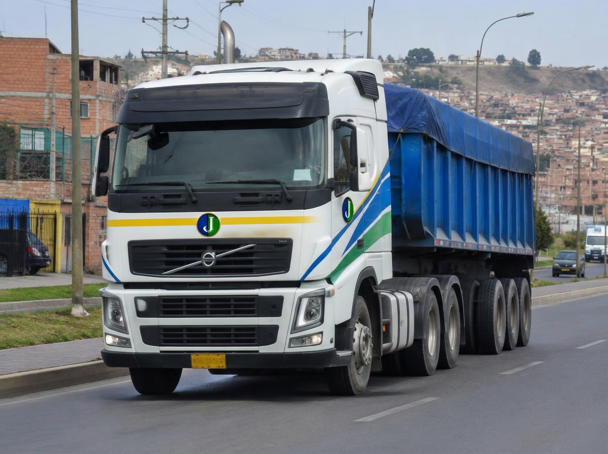 Camión ingresando a una ciudad peruana